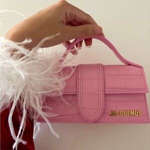 Jacquemus Pink Croc-Embossed Mini Bag